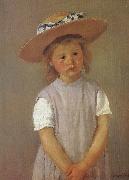 Mary Cassatt The gril wearing the strawhat Germany oil painting artist